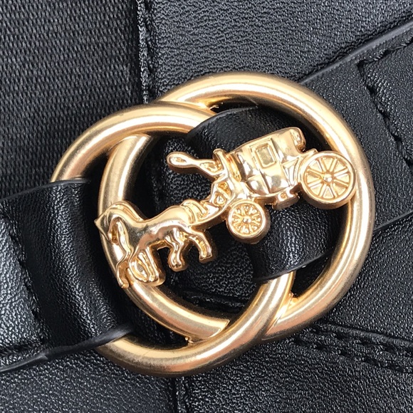 COACH Farrah Black Leather Tall Riding Boots Logo Buckle NEW NWOB - Picture 10 of 16